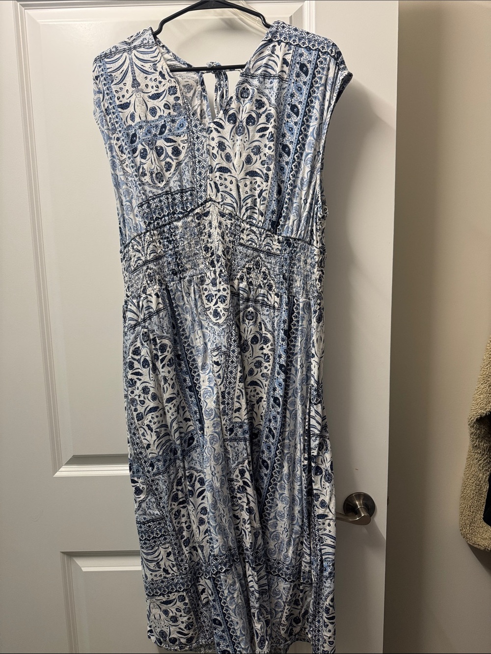 Blue & White Printed Women’s Maxi Dress